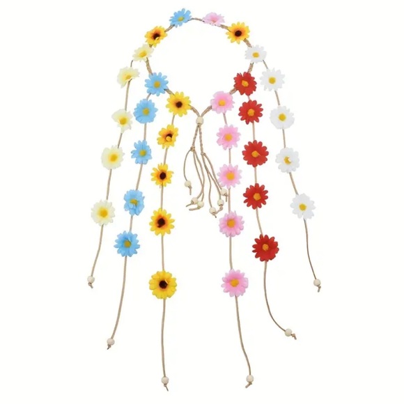 NEW| 1 Piece Chic Boho Festival Flower Tie Headband - Picture 3 of 6